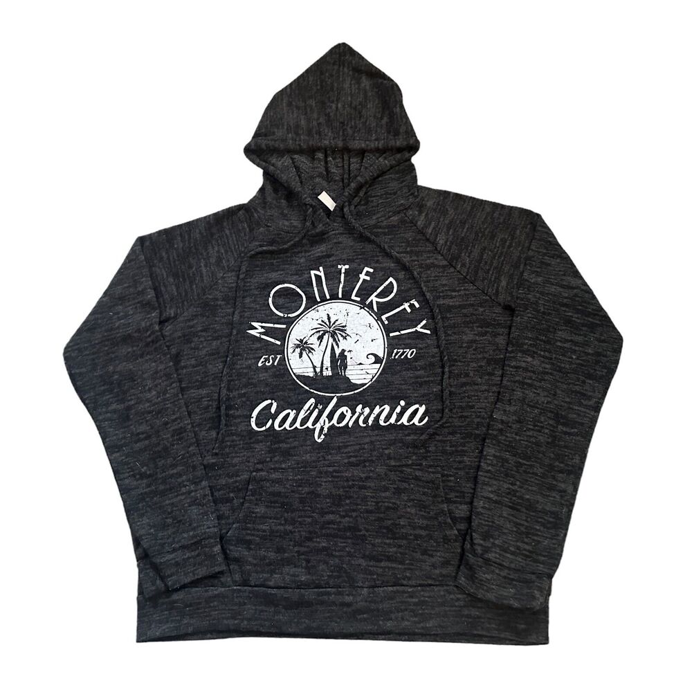 Monterey California Hoodie Sweater Womens Medium Rayon Heather Black Pullover